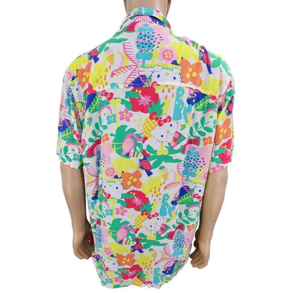 Hello Kitty By Sanrio Mens XXL Hawaiian Shirt Colorful Print - Picture 3 of 9